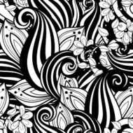 Vector Seamless Monochrome Floral Pattern N117
