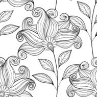 Vector Seamless Monochrome Floral Pattern N119
