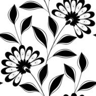 Vector Seamless Monochrome Floral Pattern N121