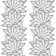 Vector Seamless Monochrome Floral Pattern N122