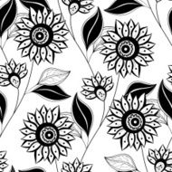 Vector Seamless Monochrome Floral Pattern N123