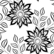 Vector Seamless Monochrome Floral Pattern N127