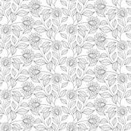 Vector Seamless Monochrome Floral Pattern N128