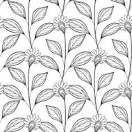 Vector Seamless Monochrome Floral Pattern N129