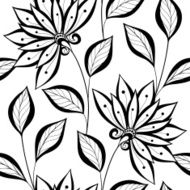Vector Seamless Monochrome Floral Pattern N131