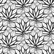 Vector Seamless Monochrome Floral Pattern N134