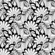 Vector Seamless Monochrome Floral Pattern N135