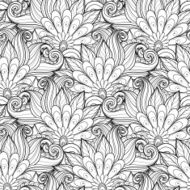 Vector Seamless Monochrome Floral Pattern N136