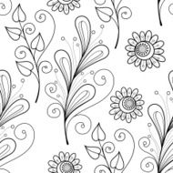 Vector Seamless Monochrome Floral Pattern N137