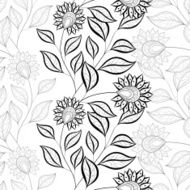 Vector Seamless Monochrome Floral Pattern N141