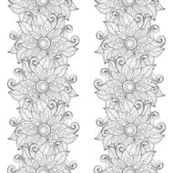 Vector Seamless Monochrome Floral Pattern N143