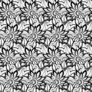 Vector Seamless Monochrome Floral Pattern N144