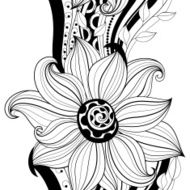 Vector Seamless Monochrome Floral Pattern N147
