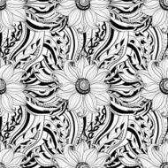Vector Seamless Monochrome Floral Pattern N148