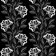 Vector Seamless Monochrome Floral Pattern N150
