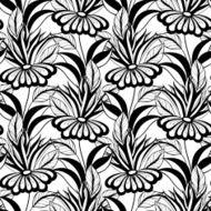 Vector Seamless Monochrome Floral Pattern N152