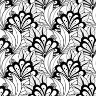 Vector Seamless Monochrome Floral Pattern N154