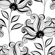 Vector Seamless Monochrome Floral Pattern N156