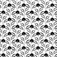 Vector Seamless Monochrome Floral Pattern N157