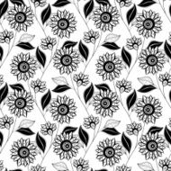 Vector Seamless Monochrome Floral Pattern N162