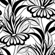 Vector Seamless Monochrome Floral Pattern N163
