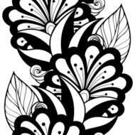Vector Seamless Monochrome Floral Pattern N164