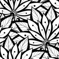 Vector Seamless Monochrome Floral Pattern N166