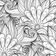 Vector Seamless Monochrome Floral Pattern N167
