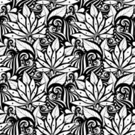 Vector Seamless Monochrome Floral Pattern N168