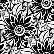 Vector Seamless Monochrome Floral Pattern N170