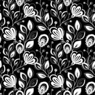 Vector Seamless Monochrome Floral Pattern N175