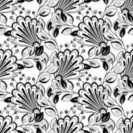 Vector Seamless Monochrome Floral Pattern N176