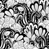 Vector Seamless Monochrome Floral Pattern N177
