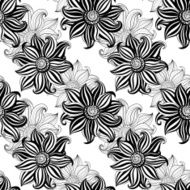 Vector Seamless Monochrome Floral Pattern N179