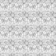 Vector Seamless Monochrome Floral Pattern N180
