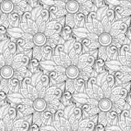 Vector Seamless Monochrome Floral Pattern N181