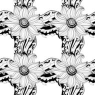 Vector Seamless Monochrome Floral Pattern N184