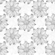 Vector Seamless Monochrome Floral Pattern N185