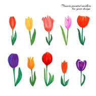 flowers painted markers