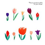flowers painted markers N2