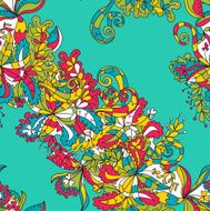 Abstract hand-drawn wave floral pattern N6