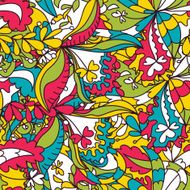 Abstract hand-drawn wave floral pattern N7
