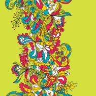 Abstract hand-drawn wave floral pattern N12