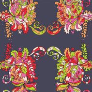 Abstract hand-drawn wave floral pattern N16
