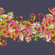 Abstract hand-drawn wave floral pattern N17