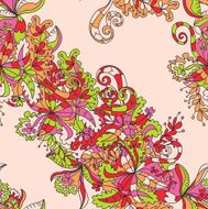 Abstract hand-drawn wave floral pattern N19