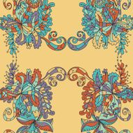 Abstract hand-drawn wave floral pattern N26