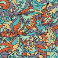 Abstract hand-drawn wave floral pattern N27