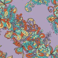 Abstract hand-drawn wave floral pattern N29