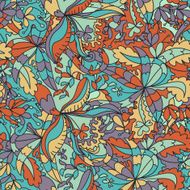 Abstract hand-drawn wave floral pattern N30